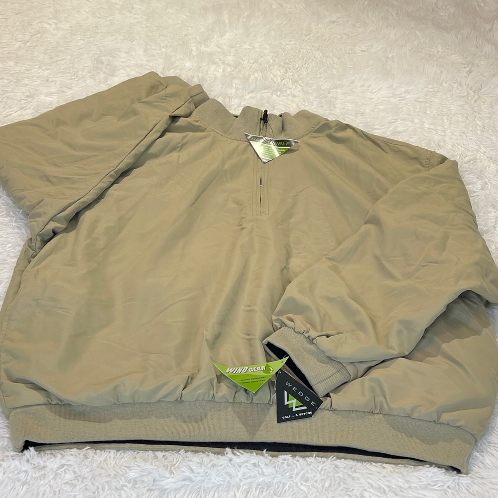 WEDGE Men's Tan Windbreaker PULLOVER 3/4 ZIP JACKET  GOLF AND BEYOND SIZE XXL
